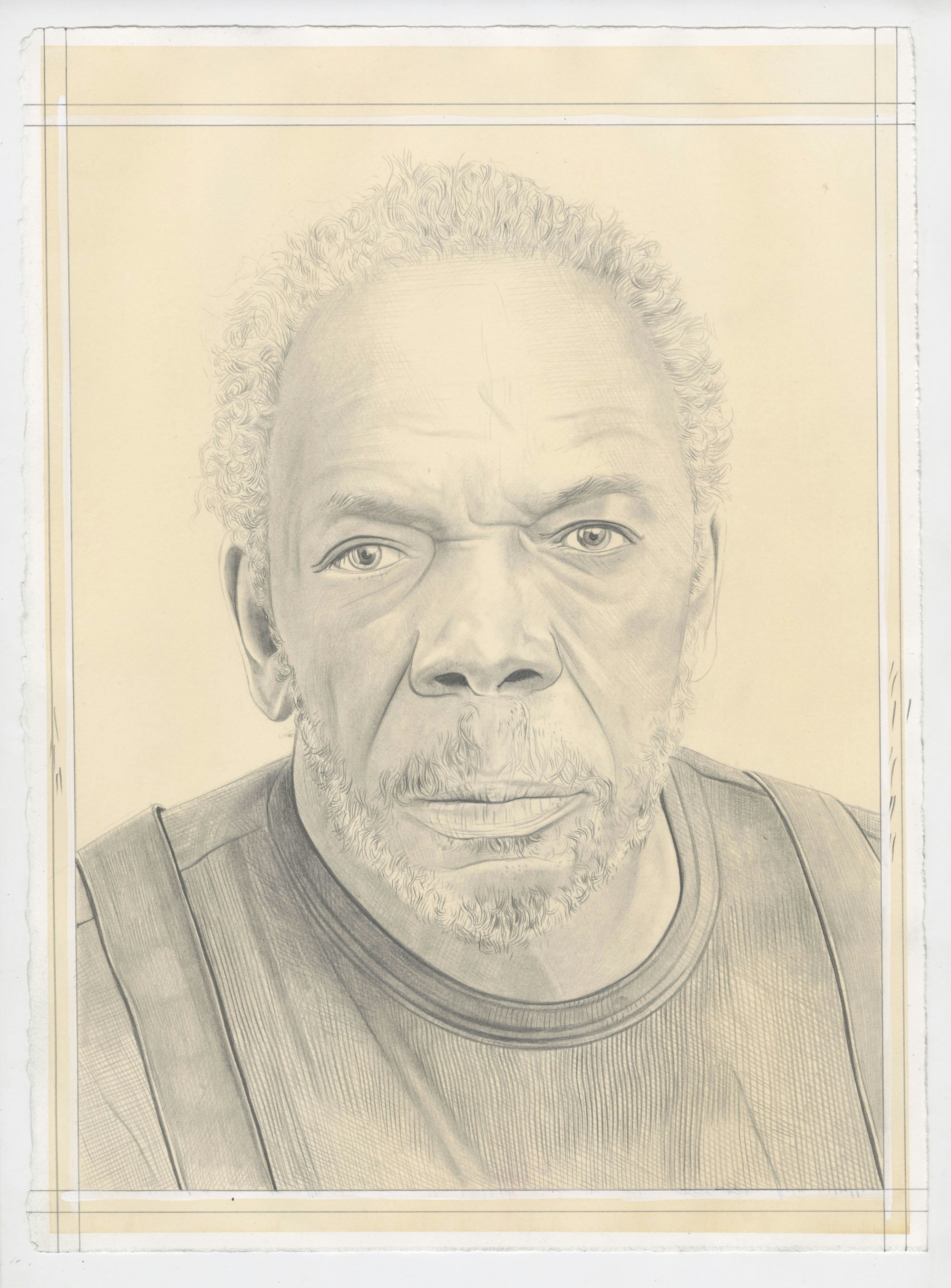 Portrait of Sam Gilliam, pencil on paper by Phong Bui. Based on a photograph by Fredrik Nilsen Studio.