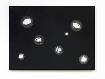 Josiah McElheny,<em> Seven Observations for June Tyson</em>, 2019. Acrylic on board with inset, hand-formed and polished micromosaic glass, black mirror, ash frame, 40 1/2 x 53 1/2 x 2 1/8 inches. © Josiah McElheny 2019. Courtesy the artist and James Cohan, New York. 