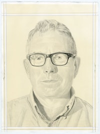 Portrait of Mark Dion, pencil on paper by Phong Bui.