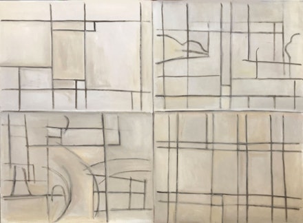 Hearne Pardee, <em>Painted Grid</em>, 2019. Oil on canvas, 30 x 40 inches, 2019. Courtesy the artist and Bowery Gallery.