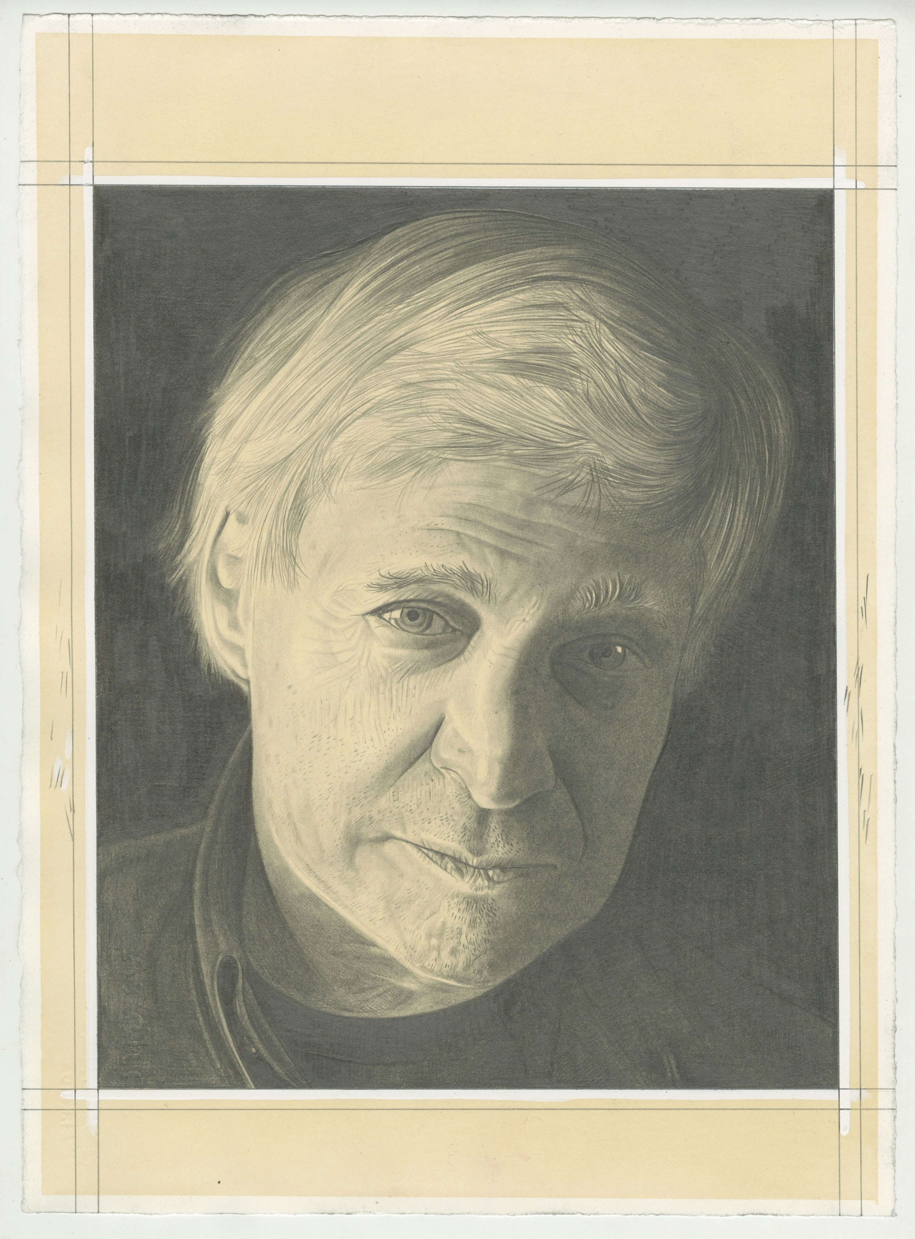 Portrait of Steve Dalachinsky, pencil on paper by Phong Bui.