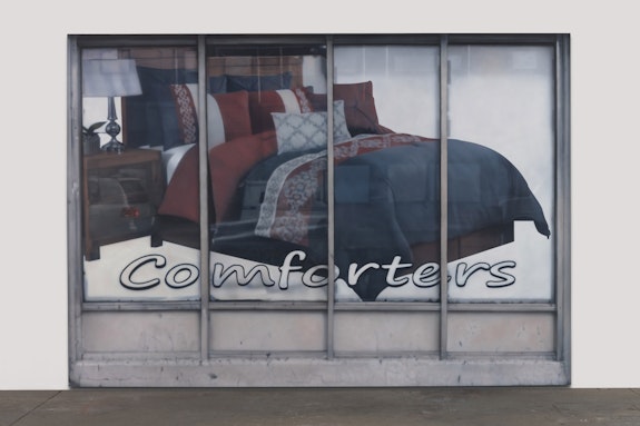 Sayre Gomez,<em> 7th & Los Angeles</em>, 2019. Acrylic on canvas, 84 x 120 inches. Courtesy the artist and François Ghebaly, Los Angeles. Photo: Robert Wedemeyer.