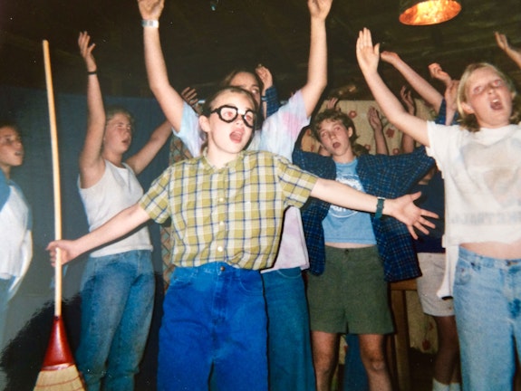 12-year-old Liza Birkenmeier as Seymour in <em>Little Shop of Horrors</em> at Clearwater Camp for Girls. Photo: camp counselor 