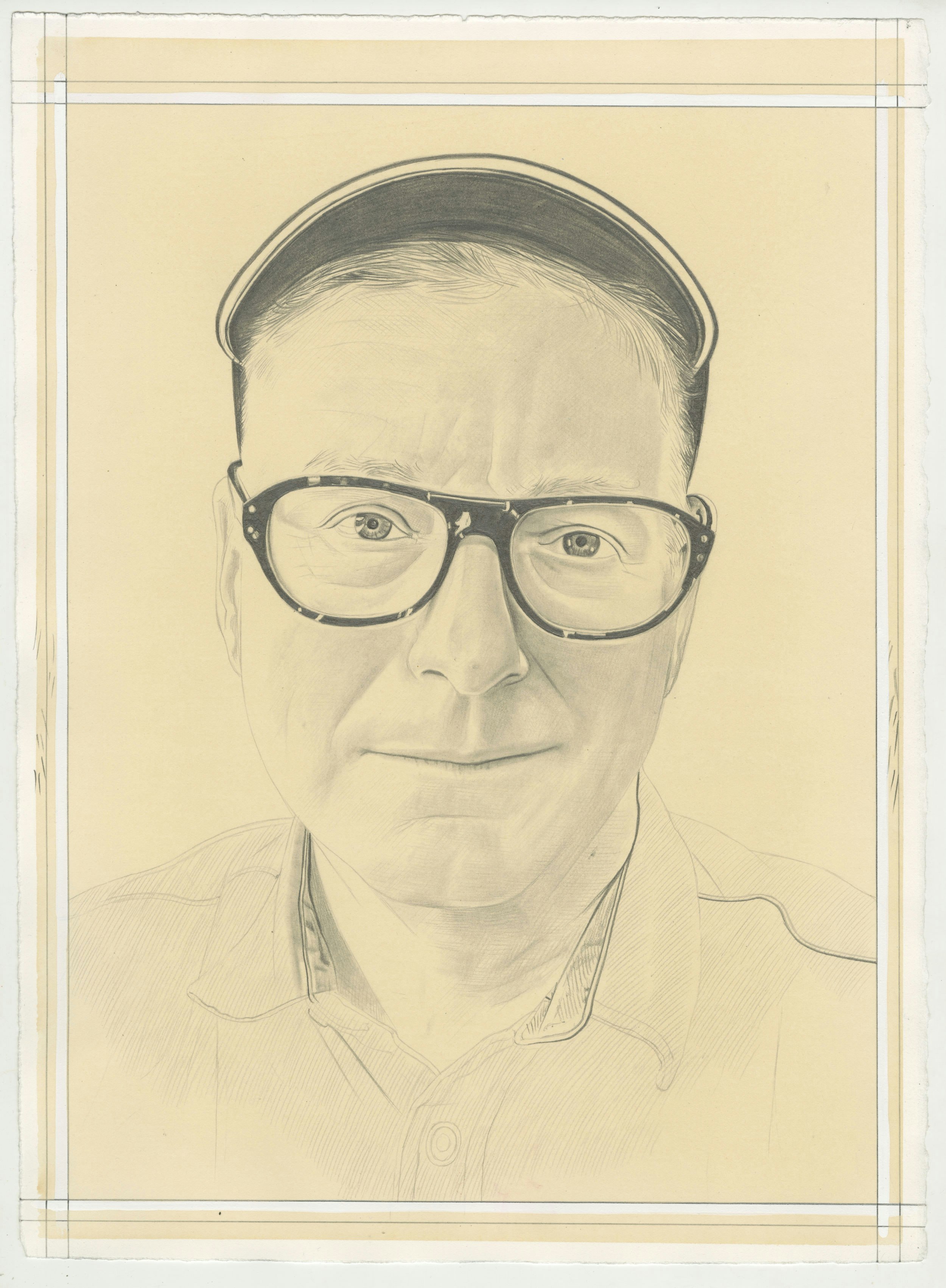Portrait of Donald Moffett, pencil on paper by Phong Bui.