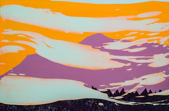 Hope Gangloff, <em>Weather on Mount Monadnock</em>, 2019. Acrylic on canvas, 24 x 36 inches. Photo: Donald Stahl, NYC. Courtesy Susan Inglett Gallery, NY.