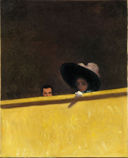 Félix Vallotton, The Theatre Box, 1909. Oil on canvas, 18 1/ 8 x 14 7/8 inches. Private collection. Photo © Fondation Félix Vallotton, Lausanne.