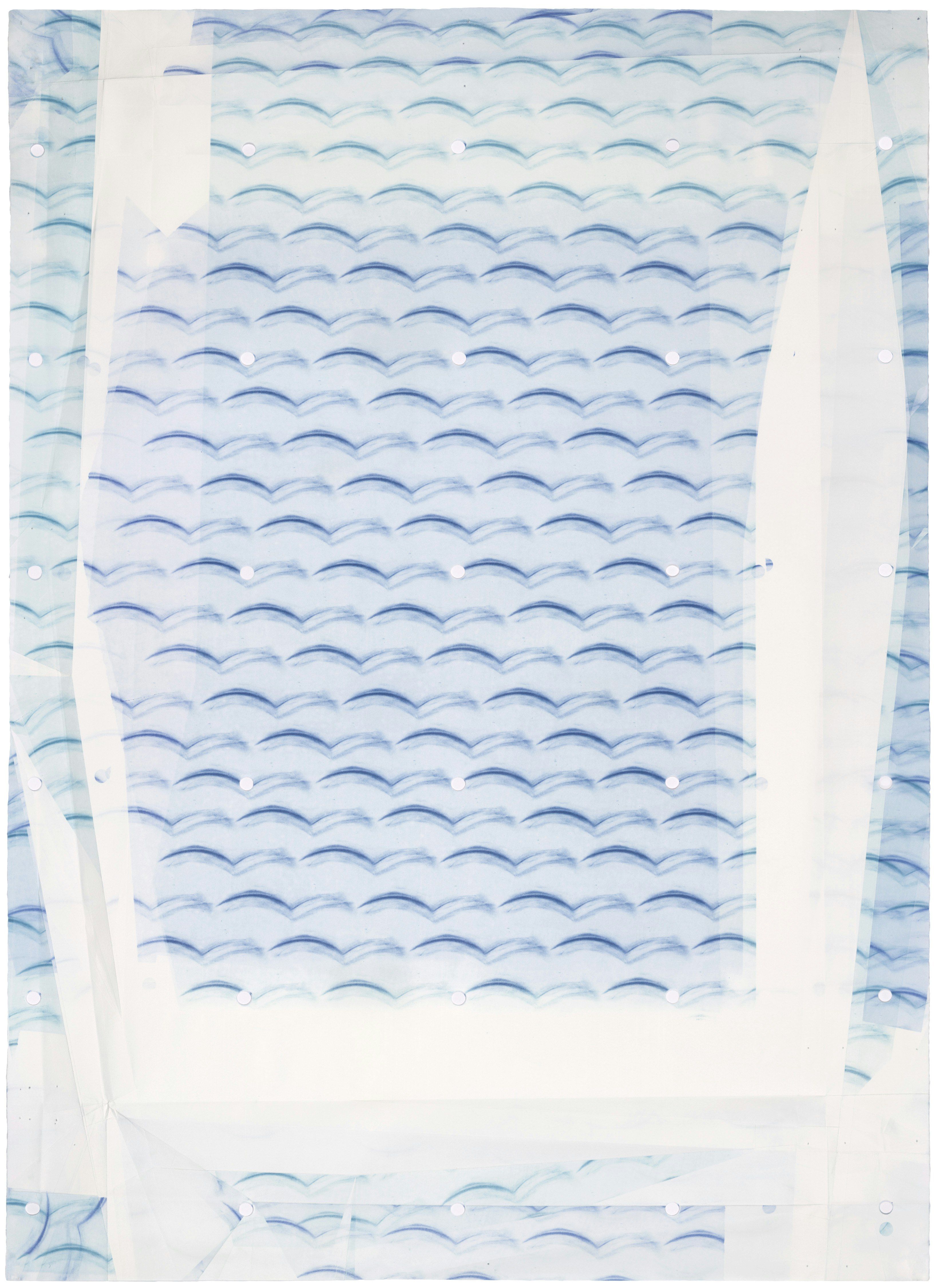Julia Rommel, <em>Family Vacation</em>, 2015. Lithograph in 3 colors with die-cut on folded paper, 36 x 26 inches. Courtesy ULAE.