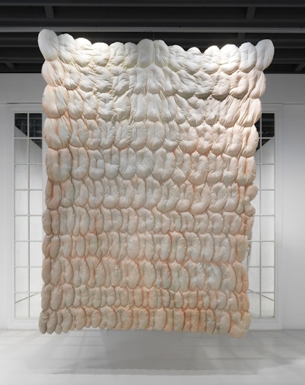 Richard Hughes, <em>Daydreaming Whilst Peeing</em>, 2019. Dyed stitched fabric, stuffing, 108 x 84 inches. Courtesy the artist and Anton Kern, New York.