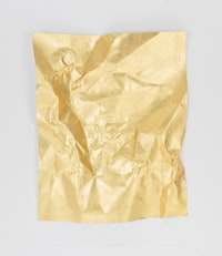 Stephen Antonakos, <em>Terrain #3</em>, 2011. Gold leaf on Tyvek, 17 x 14 inches. Courtesy Loretta Howard, New York.