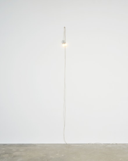 Felix Gonzalez-Torres, <em>“Untitled” (March 5th) #2</em>, (1991) Light bulbs, porcelain light sockets and extension cords. Overall dimensions vary with installation. Two parts: approximately 113 inches in height each. Edition of 20, 2 AP. Installation view: <em>Singing the Body Electric</em>. David Zwirner Gallery Hong Kong, Central Hong Kong, China. 11 Jul.–10 Aug. 2019. Cur. Leo Xu. Photographer: Kitmin Lee. Photo courtesy of David Zwirner Gallery Hong Kong. © Felix Gonzalez-Torres. Courtesy of The Felix Gonzalez-Torres Foundation