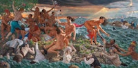 Kent Monkman, Welcoming the Newcomers, 2019. Acrylic on canvas, 132 x 264 inches. Photo: Joseph Hartman.