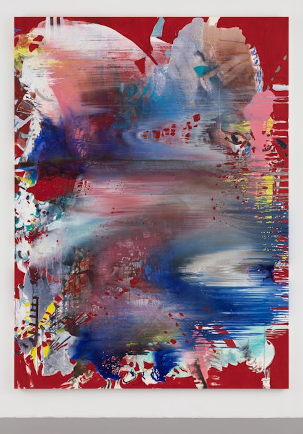 Jackie Saccoccio, <em>Tempest (Concave)</em>, 2019. Oil and oil pastel on linen, 130 x 94 inches. Exhibited at CHART. Courtesy the artist and Van Doren Waxter.