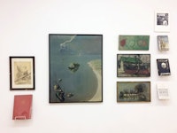 Installation view: <em>Acquired on eBay (and from other surrogate sources)</em>, Mitchell Algus Gallery, 2020. Pictured: Eugene Berman, Leonid (Berman), Mary Meigs, Maurice Grosser, Mary McCarthy. Courtesy Mitchell Algus.