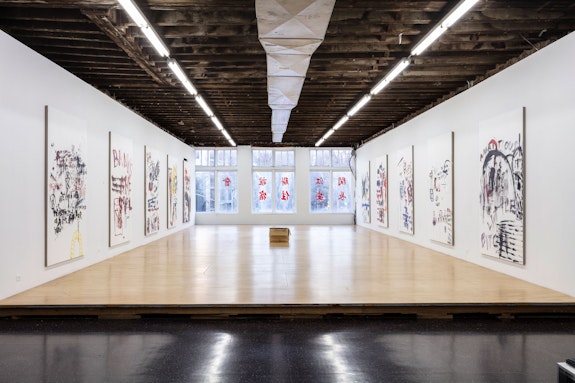 Installation view: <em>Merlin Carpenter: Paint-it-Yourself</em>, Reena Spaulings Fine Art, New York, 2020. Courtesy the artist and Reena Spaulings Fine Art, NY/LA. Photo: Joerg Lohse.