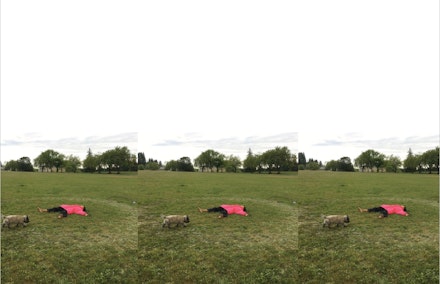 Khadija Tarver, <em>A circle made by walking</em> (2018). Site-specific performance, Discovery Park, Seattle. Courtesy of the artist.