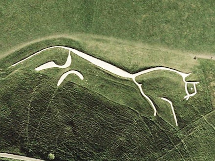 Satellite view of Uffington White Horse, Oxfordshire, England. Image in the public domain.
