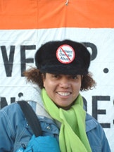 Ina Archer of Develop Don't Destroy is a six year resident of 475 Dean Street, where the arena is to be built.