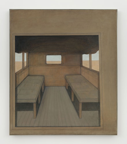 Adrian Morris, <em>Ambulance Truck</em>, c. 1994. Oil on board, 41 7/8 × 35 7/8 inches. Courtesy the Estate of Adrian Morris and Essex Street / Maxwell Graham, New York, and Galerie Neu Berlin.