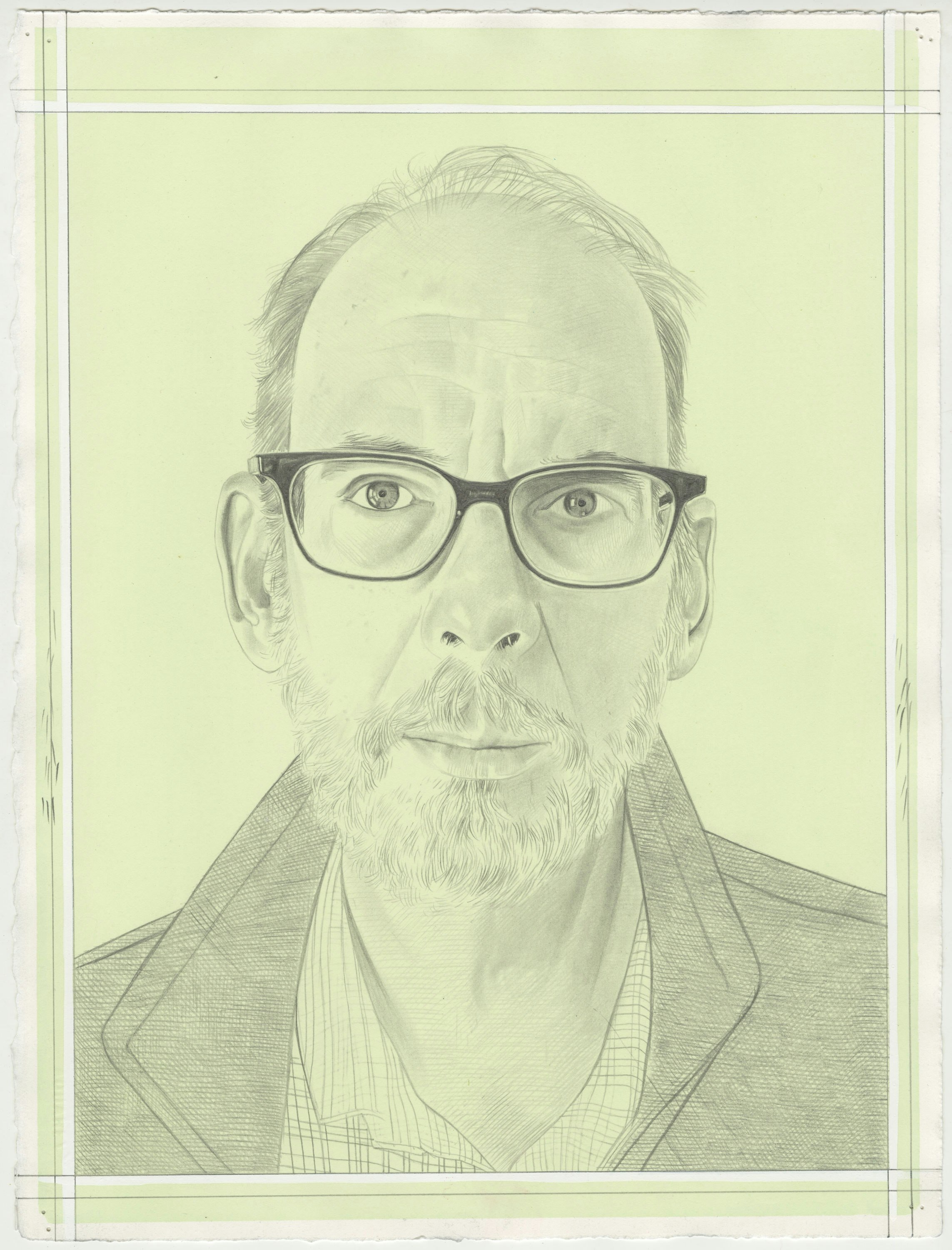 Portrait of Tom McGlynn, pencil on paper by Phong H. Bui. Based on a photo by  Maya McGlynn.