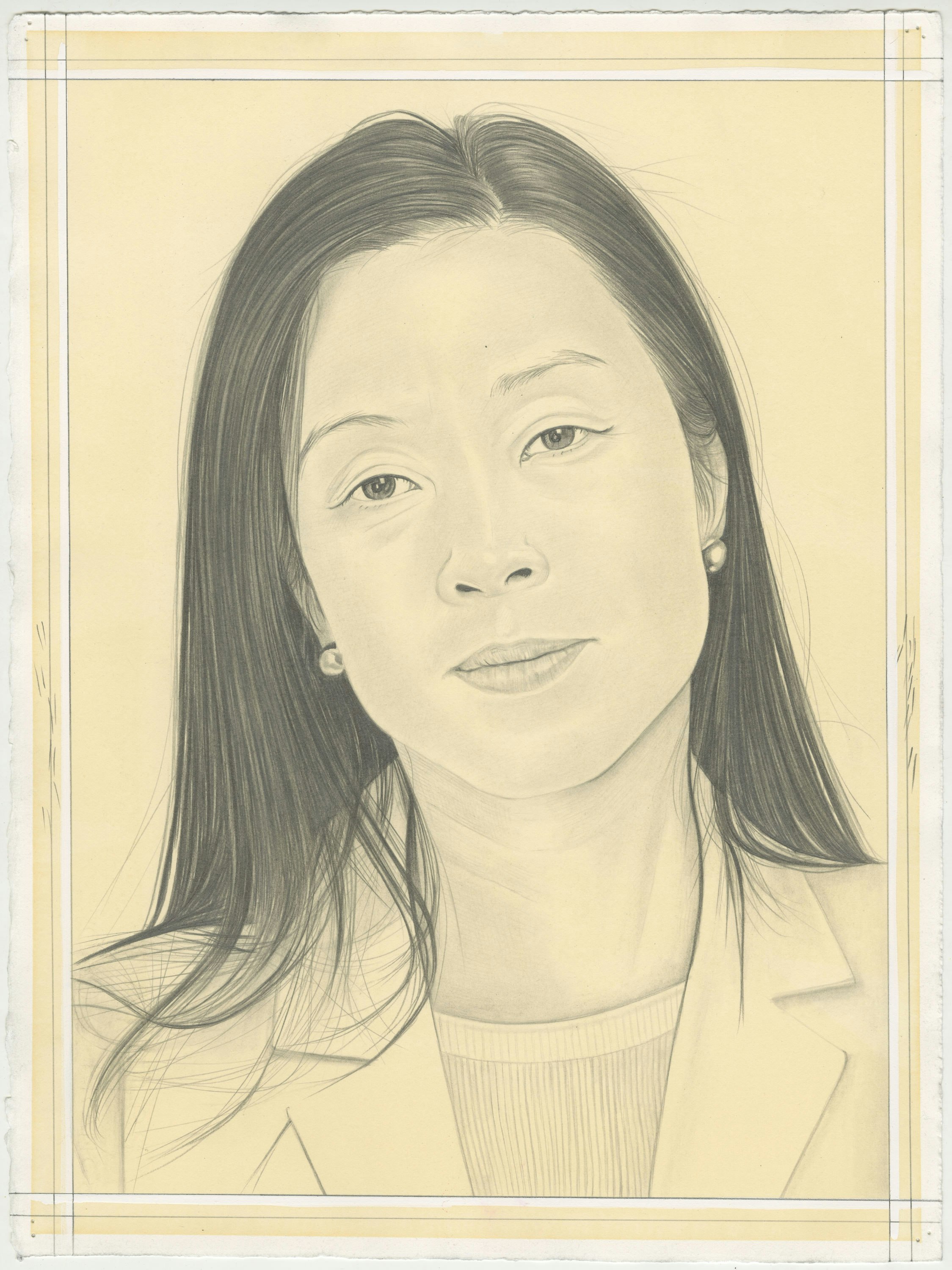 Portrait of Minjung Kim, pencil on paper by Phong H. Bui.