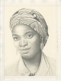 Portrait of Njideka Akunyili Crosby, pencil on paper by Phong H. Bui.