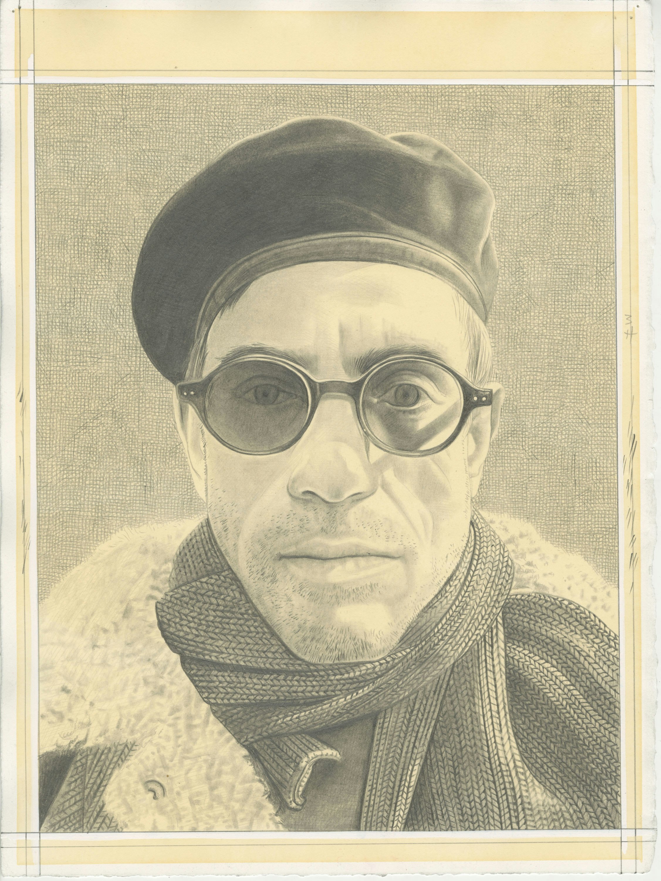 Portrait of Gregg Bordowitz, pencil on paper by Phong H. Bui.