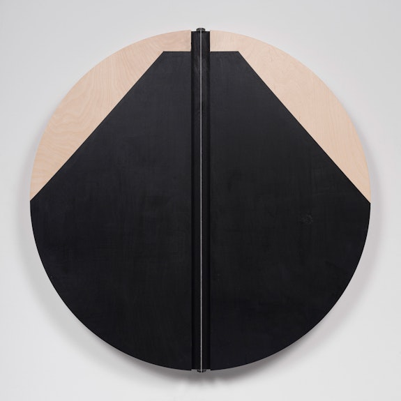 Torkwase Dyson, <em>I Am Everything That Will Save Me (Bird and Lava)</em>, 2020. Acrylic and string on wood, 36 inch diameter. © Torkwase Dyson. Courtesy Pace Gallery. Photo: Kris Graves.