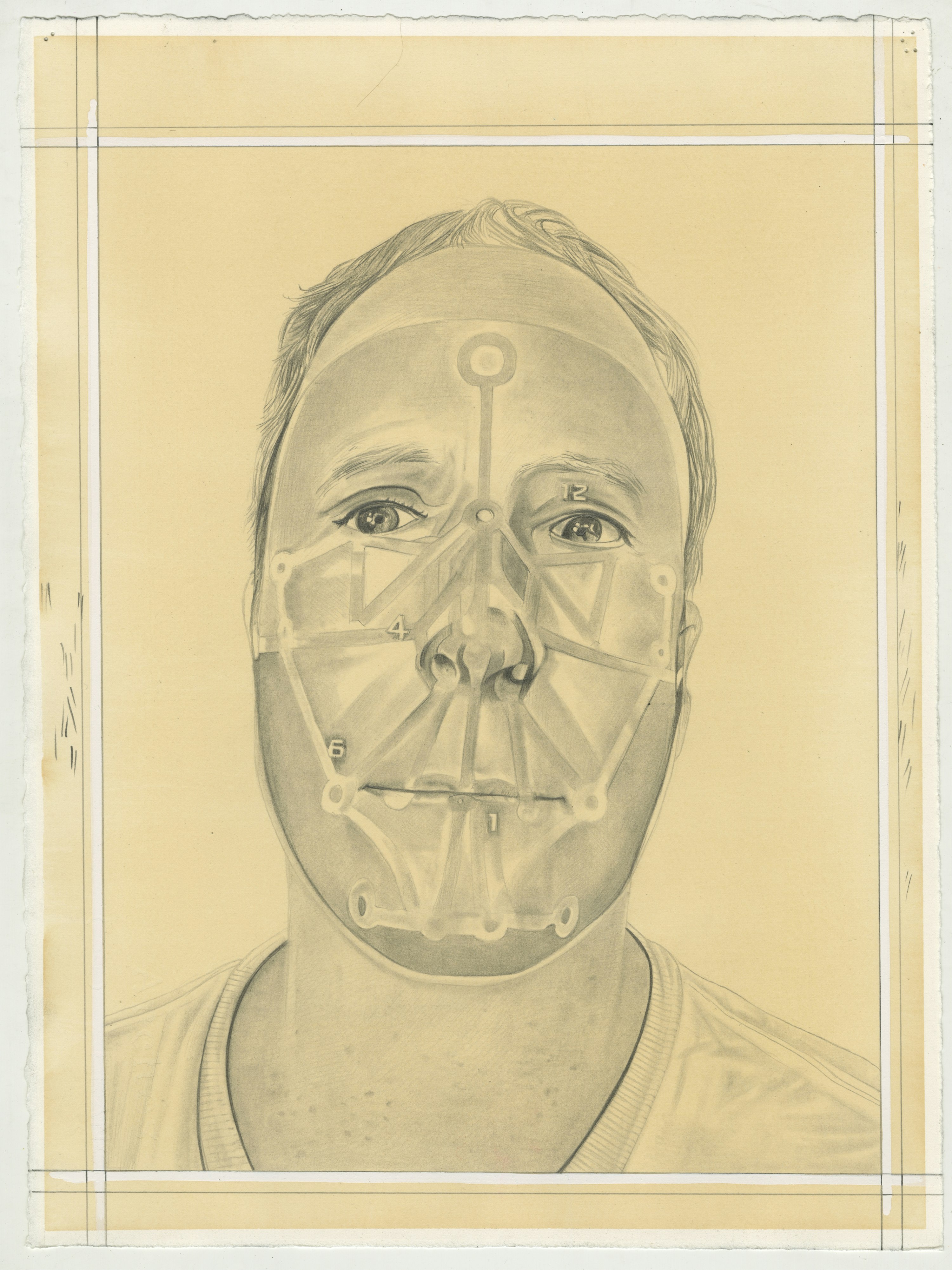 Portrait of Tony Oursler, pencil on paper by Phong H. Bui.