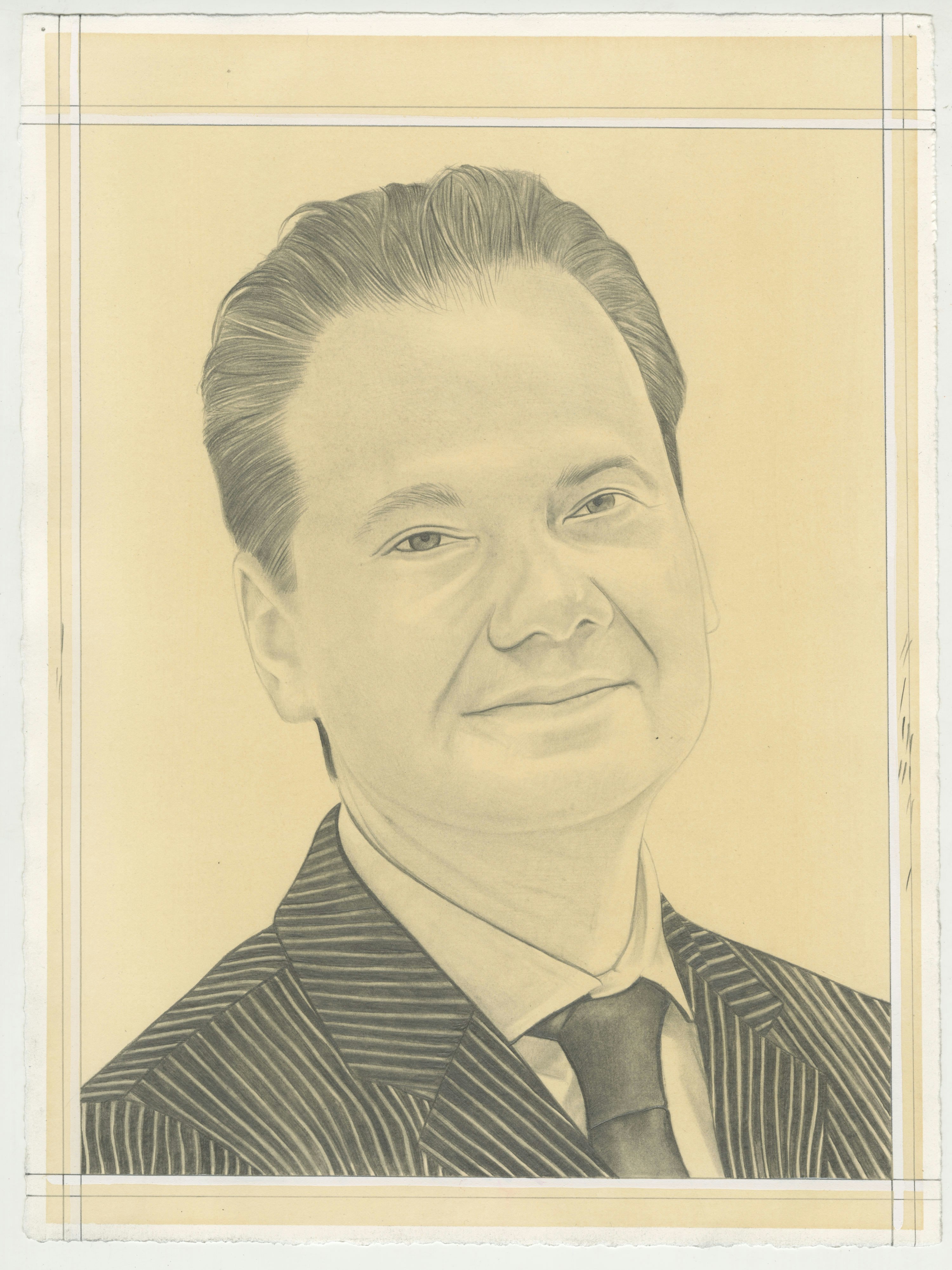 Portrait of Max Hollein, pencil on paper by Phong H. Bui.