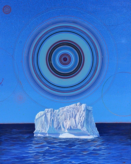 Scott McIntire, <em>The Last Iceberg</em>, 2020. Enamel on canvas, 60 x 40 inches. Courtesy the artist.