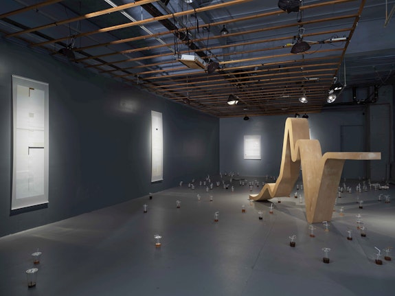 Installation view: <em>Grayson Cox and Joan Waltemath: Apparatus</em>, FiveMyles, New York, 2020. Photo: Farzad Owrang.