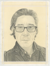 Portrait of Michael Joo, pencil on paper by Phong H. Bui.