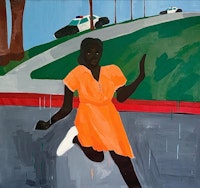 Alvin Armstrong, <em>Pigs at Play</em>, 2020. Acrylic on canvas, 65 x 70 inches. Courtesy Medium Tings.