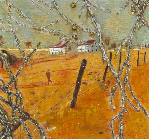 Peter Doig, <em>Young Bean Farmer</em>, 1991. Oil on canvas, 73 x 78 inches. © Peter Doig. Victoria and Warren Miro. All rights reserved, DACS & JASPAR 2020 C3120