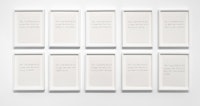 Luis Camnitzer, <em>Between the Lines</em>, 2013. Ink on paper in 10 parts, 11 x 8 1/2 inches each. Courtesy Alexander Gray Associates, New York; Galería Parra & Romero, Madrid. © Luis Camnitzer/Artists Rights Society (ARS), New York.