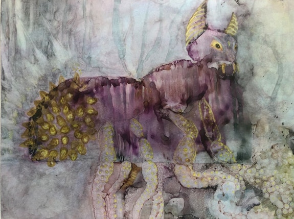 Bahar Sabzevari, <em>Demon of the Day</em>, 2019. Ink and watercolor on paper, 13 1/4 x 17 1/4 inches. Courtesy Leila Heller Gallery.