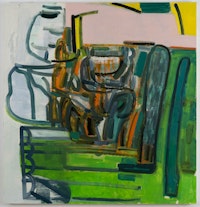 Amy Sillman, <em>Untitled (green)</em>, 2020. Acrylic, ink, and oil on canvas, 51 x 49 inches. © Amy Sillman. Courtesy the artist and Gladstone Gallery, New York and Brussels.