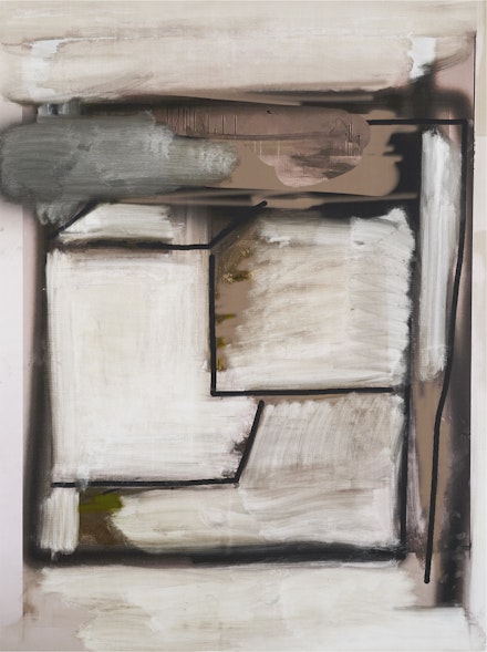 Jeff Elrod, <em>Modern Box</em>, 2020. Inkjet ink and acrylic on linen,  74 x 58 inches.  © Jeff Elrod; Courtesy the artist and Luhring Augustine, New York.