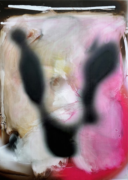 Jeff Elrod, <em>Figment 4</em>, 2020. Inkjet ink and acrylic on linen, 82 x 58 1/2 inches. © Jeff Elrod; Courtesy the artist and Luhring Augustine, New York.