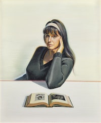 Wayne Thiebaud, <em>Betty Jean Thiebaud and Book</em>, 1965–1969. Oil on canvas, 36 x 30 in. Crocker Art Museum, gift of Mr. and Mrs. Wayne Thiebaud, 1969.21. © 2020 Wayne Thiebaud / Licensed by VAGA at Artists Rights Society (ARS), NY.