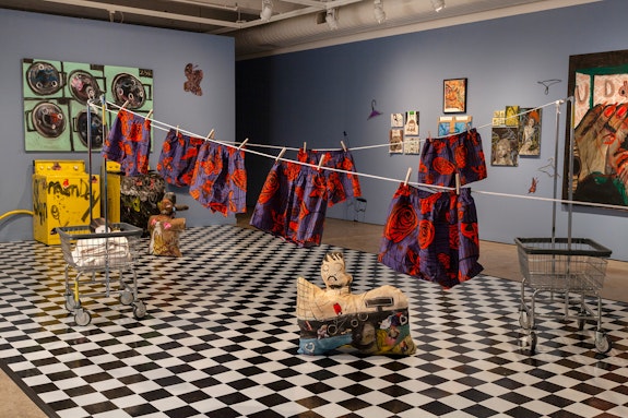Installation view: <em>Jonathan Lyndon Chase: Big Wash, </em>in collaboration with The Fabric Workshop and Museum, Philadelphia, 2020. Photo: Carlos Avendaño.