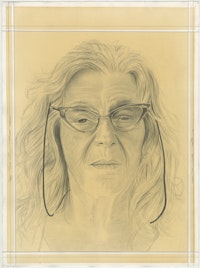 Portrait of Jo Baer, pencil on paper by Phong H. Bui.