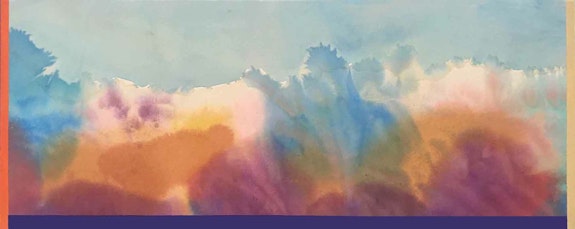 Ronnie Landfield, <em>Edge of September</em>. Acrylic on canvas, 19 x 50 inches. Courtesy Findlay Galleries.