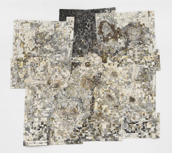 Jack Whitten, <em>Memory Sites</em>, 1995. Acrylic on canvas, 126 x 140 inches. © Jack Whitten Estate. Courtesy the Jack Whitten Estate and Hauser & Wirth. Photo: Dan Bradica.