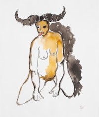 Rosana Paulino,<em> Búfala</em>, 2020. Grafite e aquarela sobre papel. Cortesia do artista.