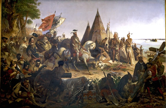 William Henry Powell, <em>Discovery of the Mississippi by De Soto, 1541, A.D.</em>, 1853. Oil on canvas, 144 x 216 inches. U.S. Capitol building, Washington, D.C.