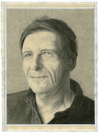 Portrait of Lewis Warsh, pencil on paper by Phong H. Bui.