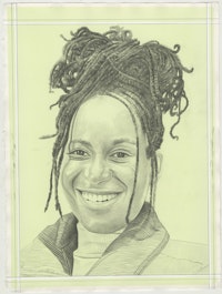 Portrait of Tschabalala Self, pencil on paper by Phong H. Bui.