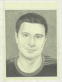 Portrait of Will Fenstermaker, pencil on paper by Phong H. Bui.