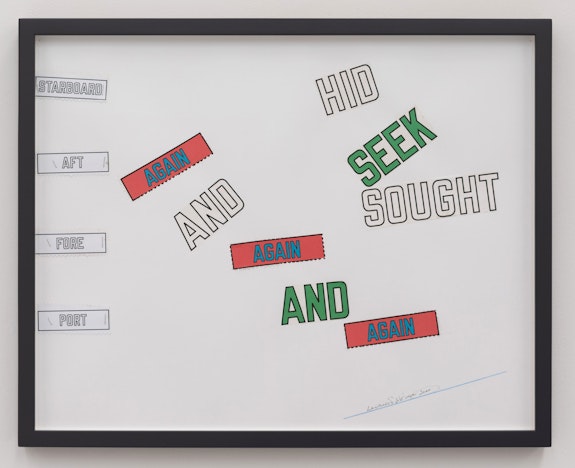 Lawrence Weiner, <em>Untitled</em>, 2019. Mixed media on archival paper, 20 1/2 x 25 1/5 inches framed. Courtesy the artist and Kerlin Gallery, Dublin.